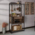 Étagère de boulanger rustique Orella en chêne recyclé – Style industriel, 3 étagères fixes, structure en métal, 170 cm H