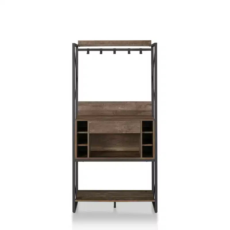 Étagère de boulanger rustique Orella en chêne recyclé – Style industriel, 3 étagères fixes, structure en métal, 170 cm H