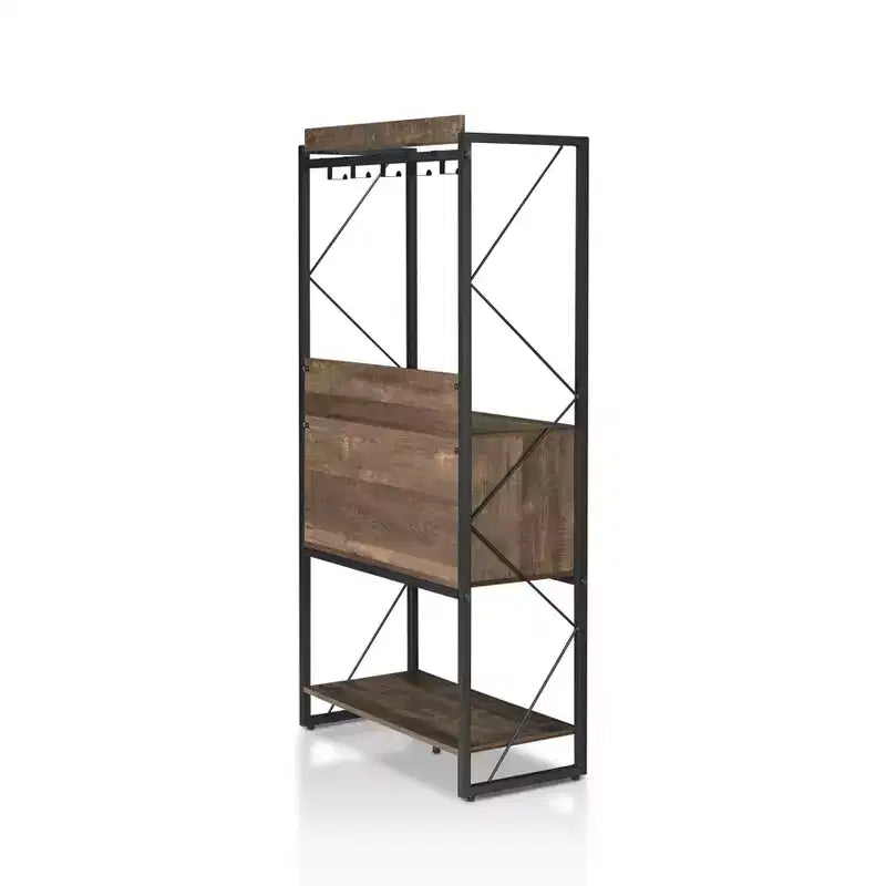 Étagère de boulanger rustique Orella en chêne recyclé – Style industriel, 3 étagères fixes, structure en métal, 170 cm H