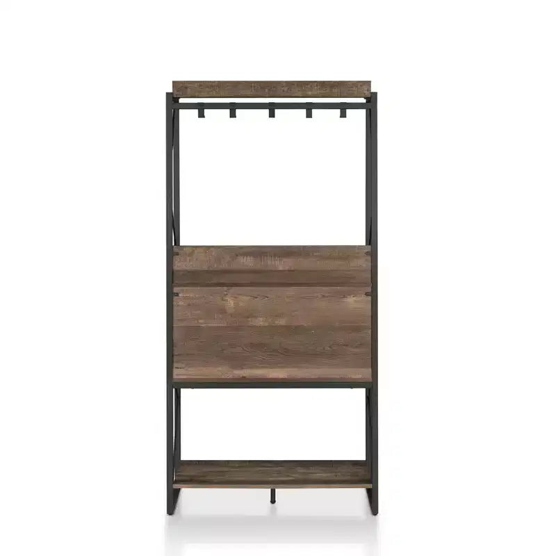 Étagère de boulanger rustique Orella en chêne recyclé – Style industriel, 3 étagères fixes, structure en métal, 170 cm H