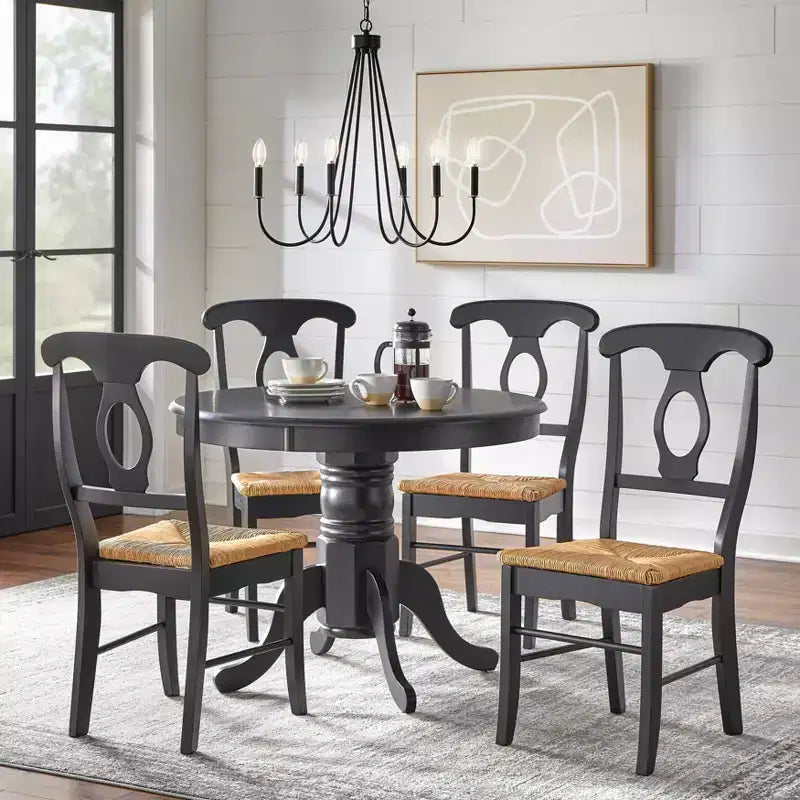 5 pièces Thorton Farmhouse table à manger ronde 40" noire