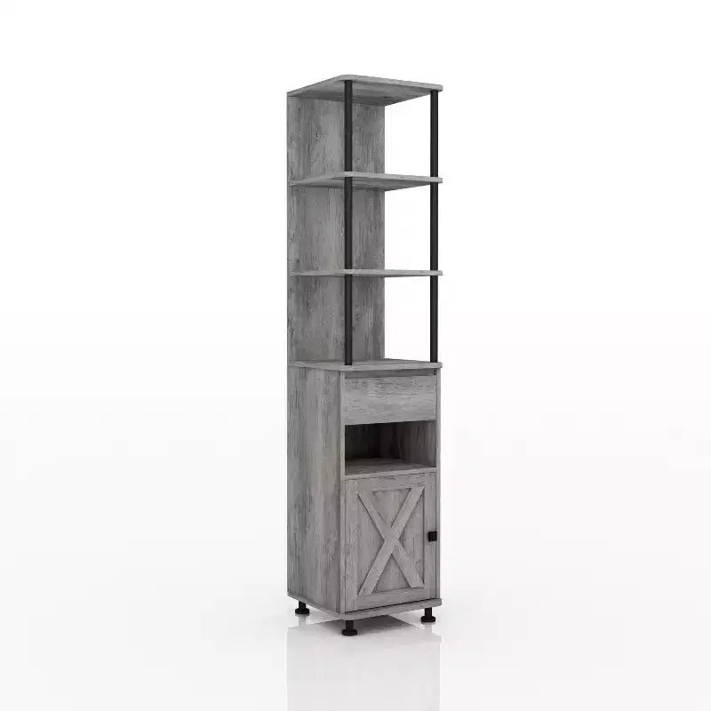 72,3" Bibliothèque de rangement multiple Clander : Cadre en fer, Armoire à porte coulissante