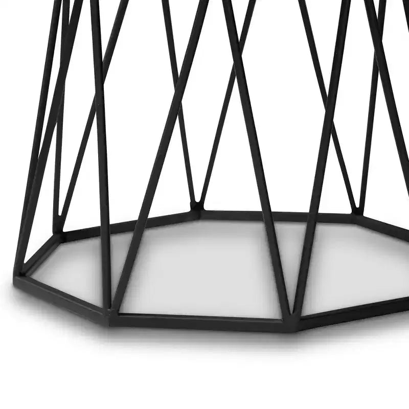 Table d'appoint en métal Venedict avec plateau en marbre noir - Table d'appoint rectangulaire pour salon, aucun assemblage requis