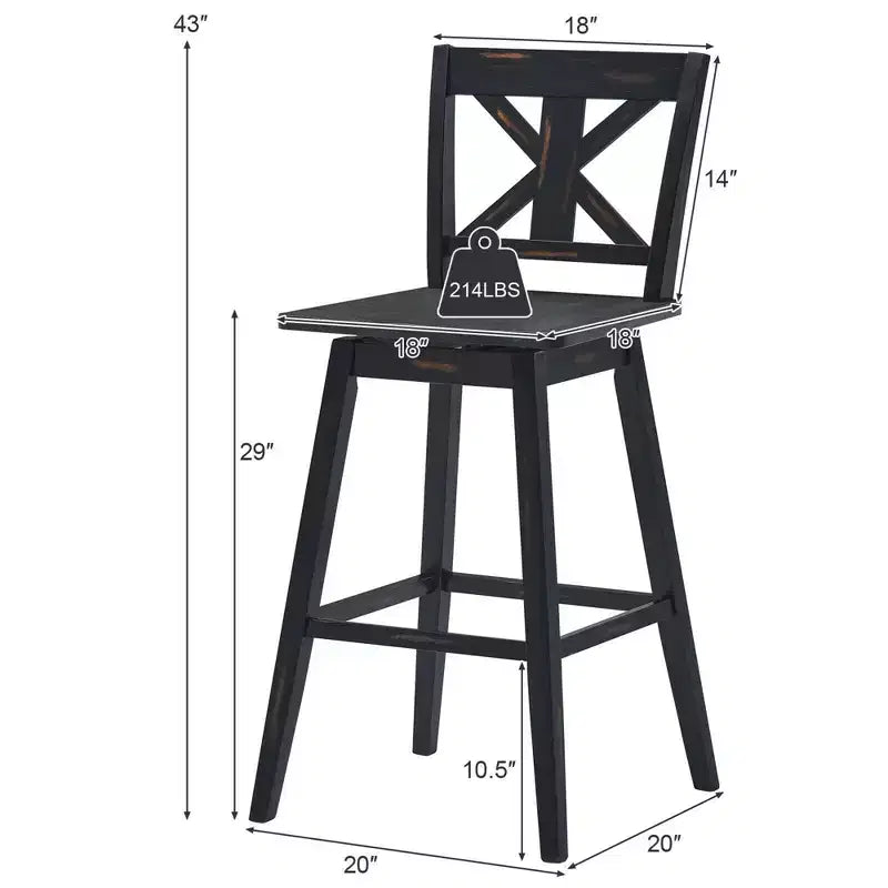Lot de 4 tabourets de bar pivotants de 74 cm de hauteur avec repose-pieds
