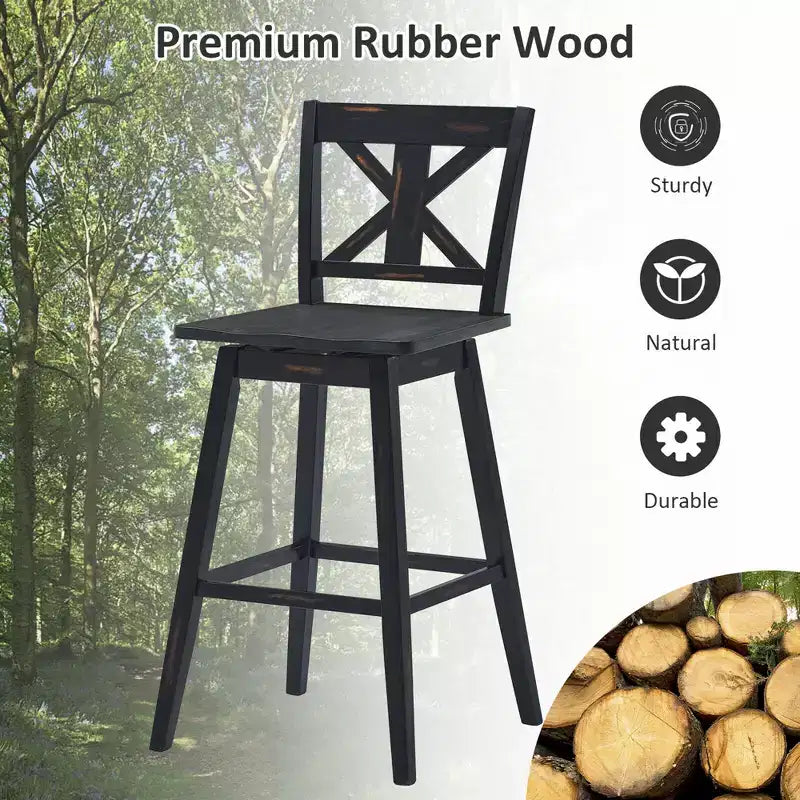 Lot de 4 tabourets de bar pivotants de 74 cm de hauteur avec repose-pieds