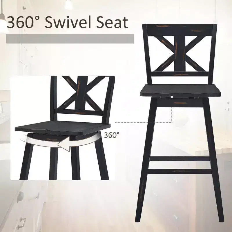 Lot de 4 tabourets de bar pivotants de 74 cm de hauteur avec repose-pieds