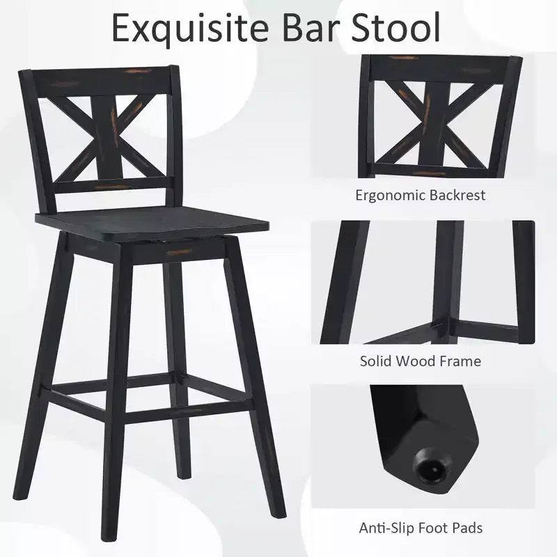 Lot de 4 tabourets de bar pivotants de 74 cm de hauteur avec repose-pieds