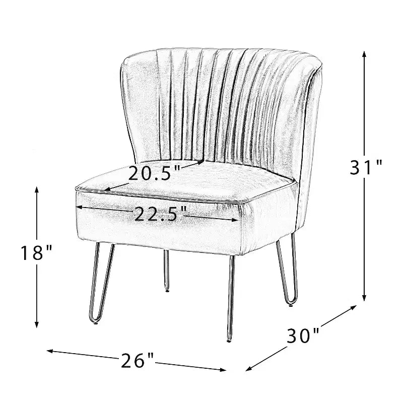 Chaise d'appoint contemporaine Eustacio en similicuir touffeté avec pieds en métal