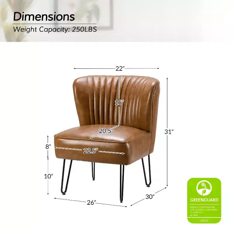 Chaise d'appoint contemporaine Eustacio en similicuir touffeté avec pieds en métal