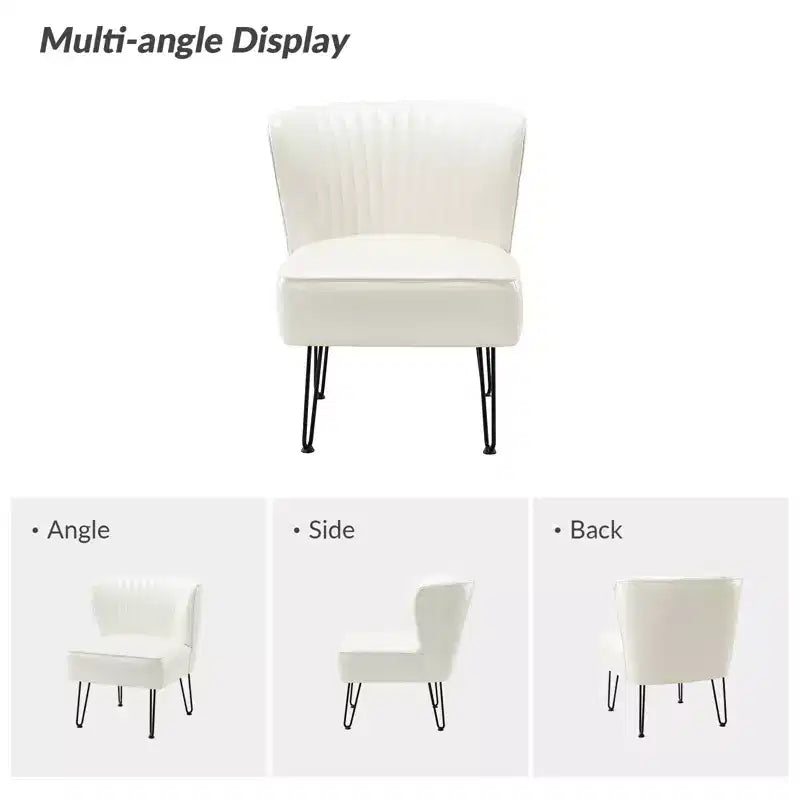 Chaise d'appoint contemporaine Eustacio en similicuir touffeté avec pieds en métal