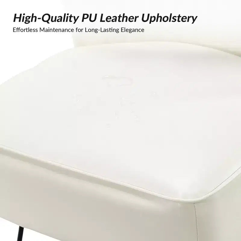 Chaise d'appoint contemporaine Eustacio en similicuir touffeté avec pieds en métal