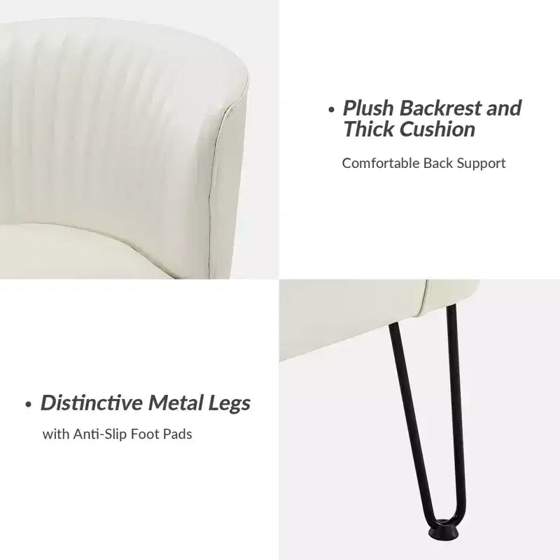 Chaise d'appoint contemporaine Eustacio en similicuir touffeté avec pieds en métal