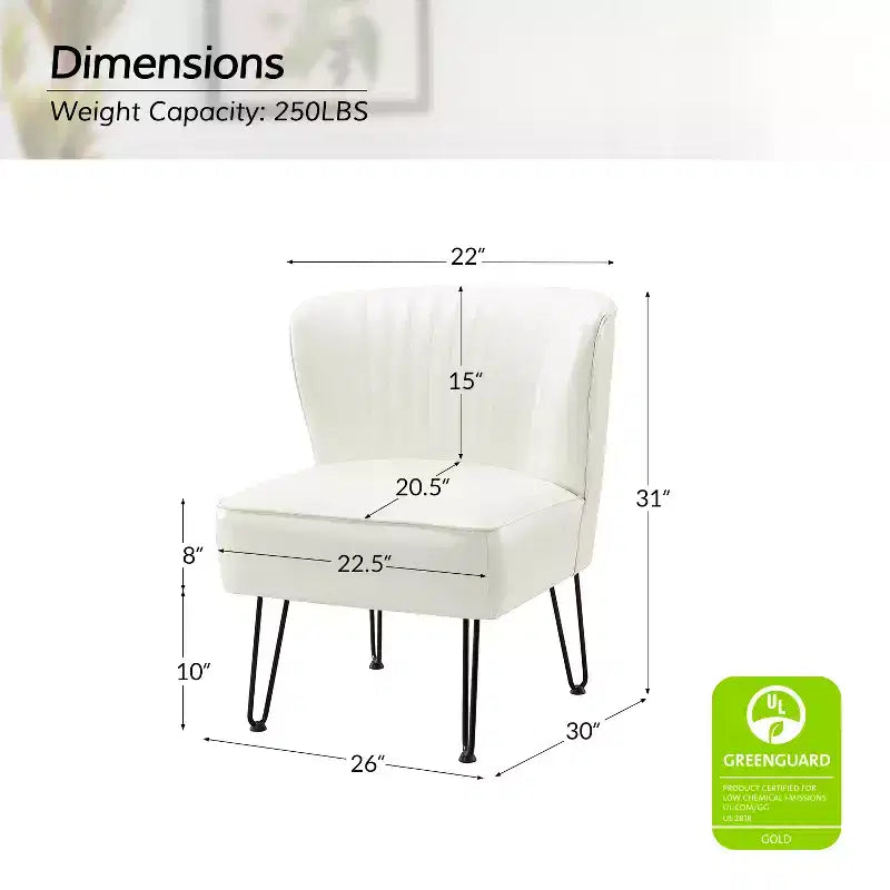 Chaise d'appoint contemporaine Eustacio en similicuir touffeté avec pieds en métal