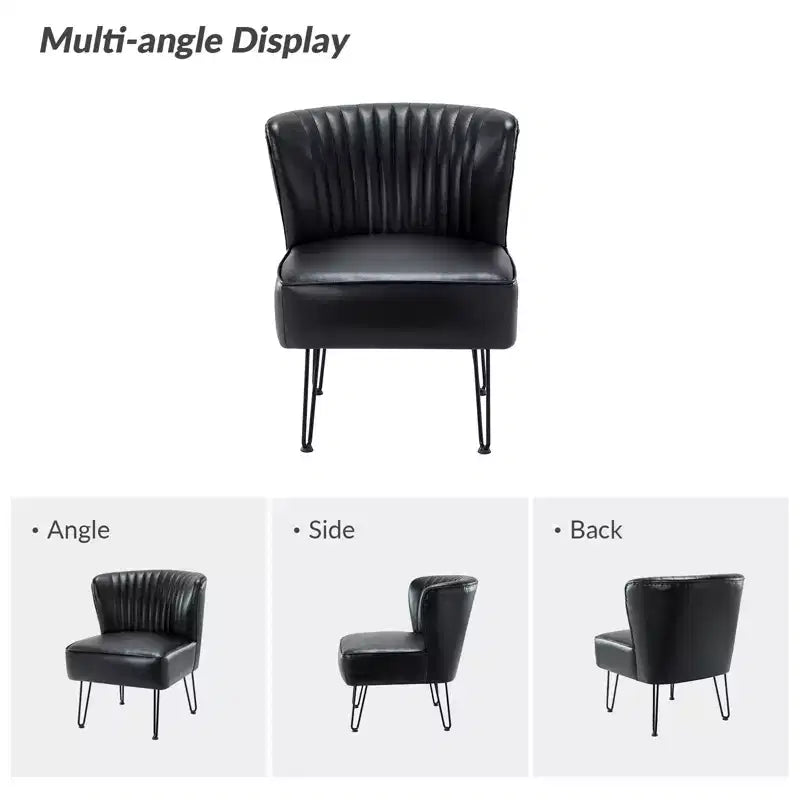 Chaise d'appoint contemporaine Eustacio en similicuir touffeté avec pieds en métal