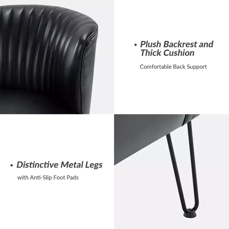 Chaise d'appoint contemporaine Eustacio en similicuir touffeté avec pieds en métal
