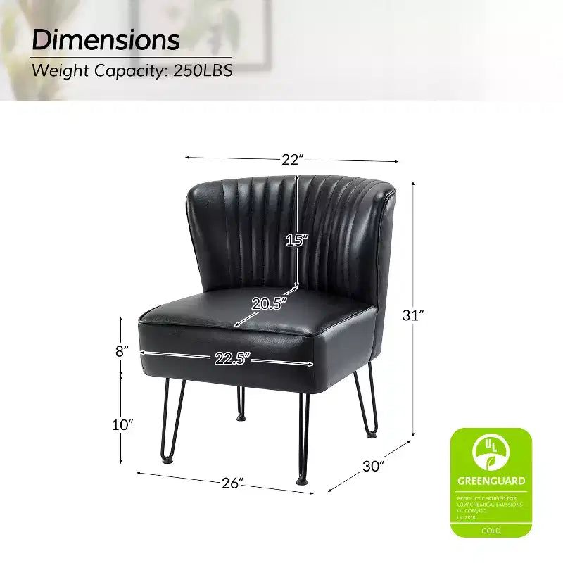 Chaise d'appoint contemporaine Eustacio en similicuir touffeté avec pieds en métal