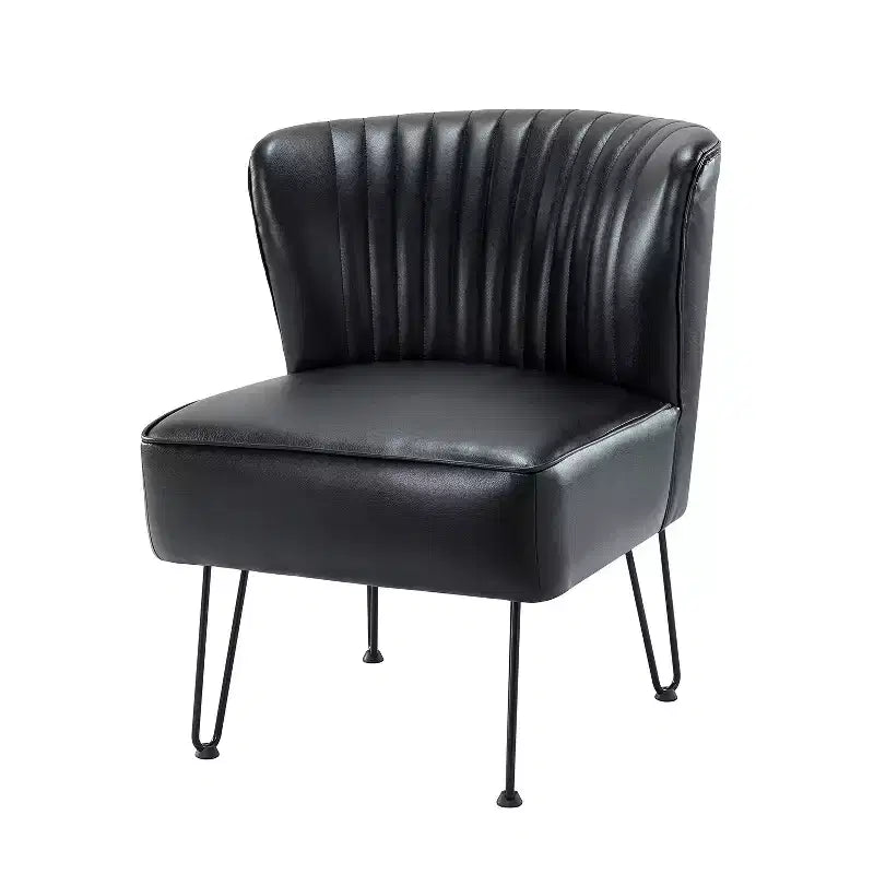 Chaise d'appoint contemporaine Eustacio en similicuir touffeté avec pieds en métal
