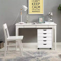 Commode de rangement à 5 tiroirs avec roulettes, couleur blanche